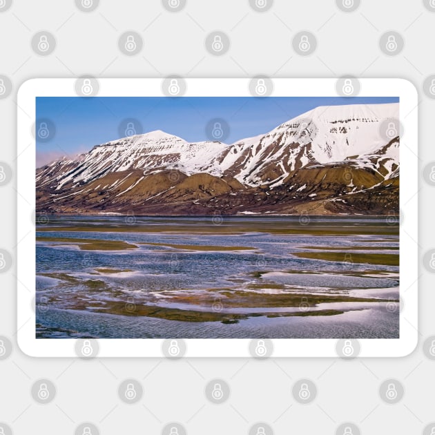 Rugged Mountain Landscape on Spitsbergen Svalbard Sticker by MartynUK